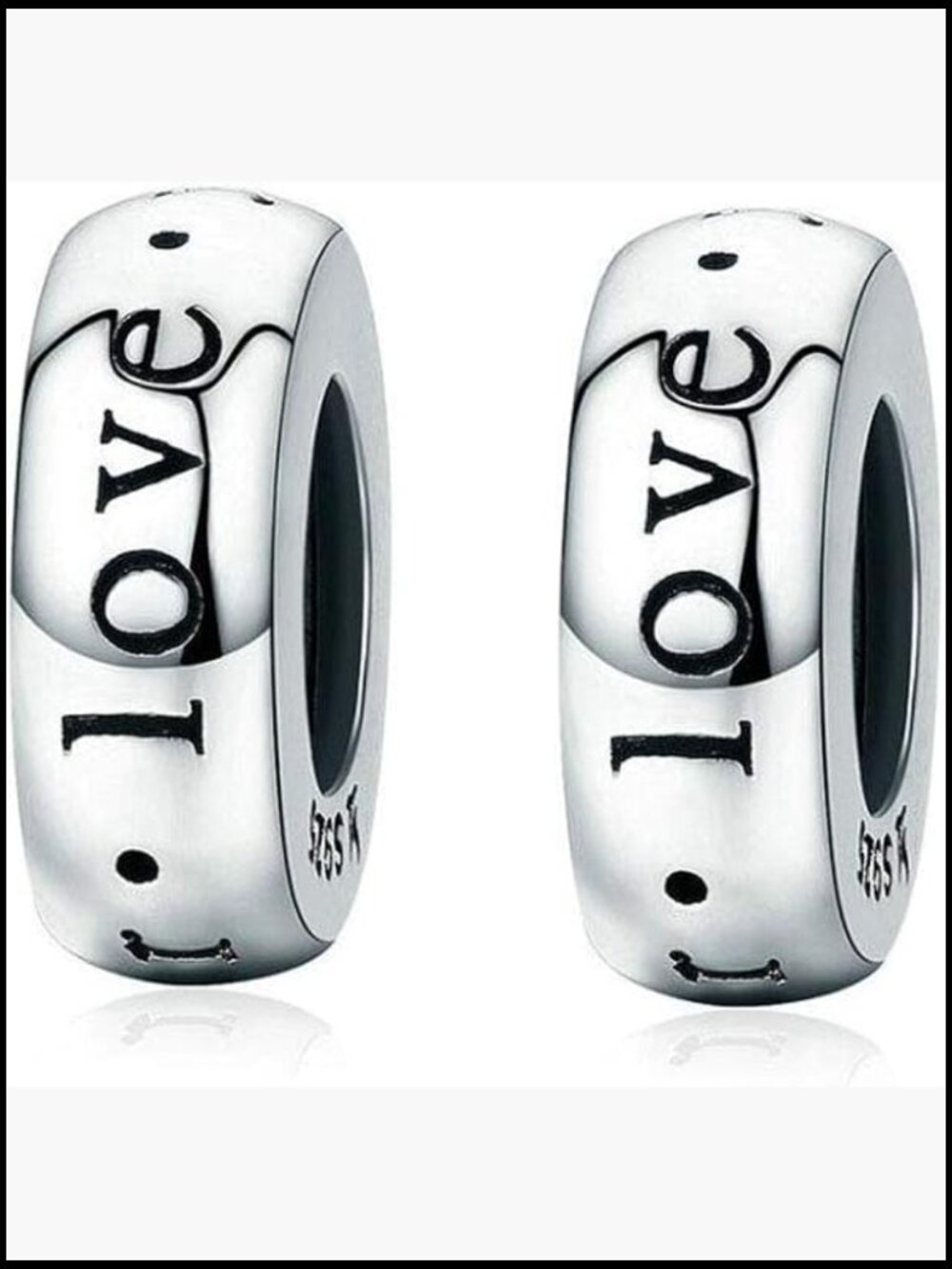 Sterling Silver Charm Beads Spacer Rubber Stopper for Charm Bracelet 2pcs